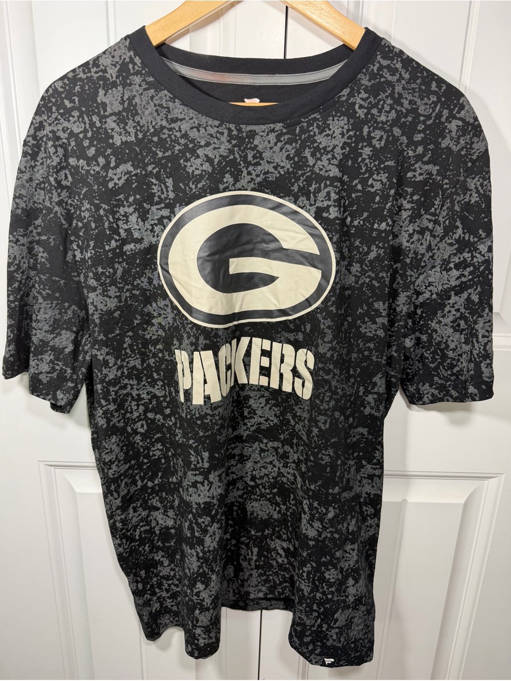 Green Bay Packers Fanatics Black Gray Camo Print T Shirt Men’s Large NFL Tee